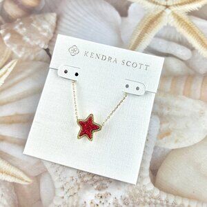 Kendra Scott Jae Star red drusy gold necklace.